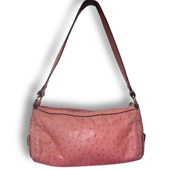 Dooney & Bourke Vintage Pink Ostrich Embossed Barrell Packet Bag - Picture 2 of 16